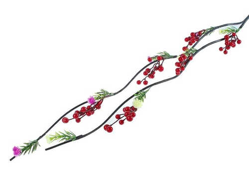 Декоративная ветка "Лоза с цветами и ягодами"