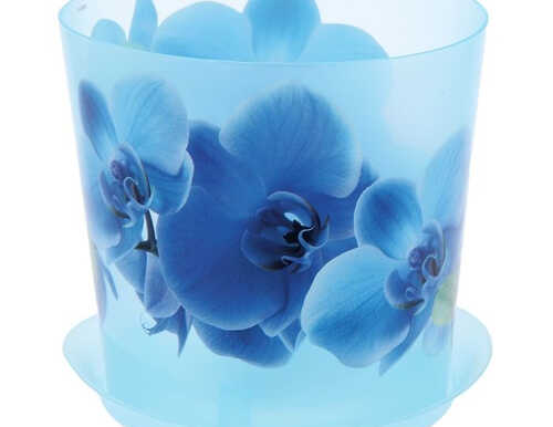 Кашпо 1,2 л d=12,5 см "Деко" с подставкой, орхидея голубая