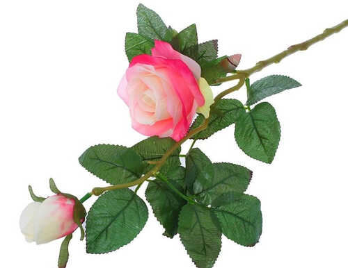 Цветы искусственные "Уральская роза" бело-розовая
