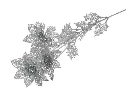 Ветка для декора "Серебряные резные цветы"