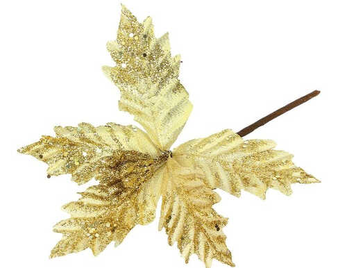 Ветка для декора "Резной цветок" золотой